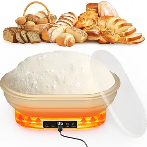 YOUNG MASTER 2L Electric Heating Sourdough Bread Proofing Basket Bakeware - Foldable Food-Grade Silicone Oval Banneton Bowl, 6-Level Timer, Adjustable Temperature, Constant-Temp Dough Rising Container, Dishwasher Safe, 7d x 11w x 1.5h*1, 7\D X 11\W X 1.5\