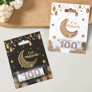 6pcs Eid Mubarak Money Holder | Black White Golden Moon Star Lantern, Multi-Item Party Favor Packs, Ramadan Kareem Party Decoration, Islamic Muslim Party Supplies, Eid Al-Fitr Gifts, Party Packs, Ramadan Decoration For Home