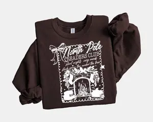 North Pole Readers Club Christmas Sweatshirt Cozy Bookworm Holiday Tee Librarian Gift Winter Reading Unisex Crewneck 100% US Cotton Design Printed USA Casual Fabric Soft Ribbed Cuffs Waistband