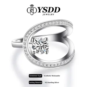 【#286 Surprise of the Day】Stylish Circle Swirl Synthetic Moissanite Engagement Ring for Women D Color VVS1 Clarity in 925 Sterling Silver for Thumb/Index 0.5Carat Ideal Gift for Mother's day