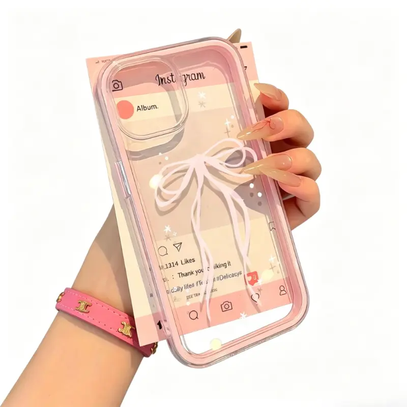 Transparent Pink Bow Jelly TPU Cellphone Cover for Phone 11-16 Pro Max - Slim Soft Protective Casing, Cute Accessory, Stylish Gift for Girls, Enhanced Defense Phone Accessory