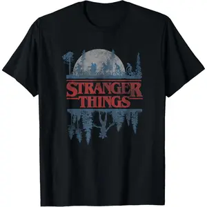 Stranger Things Blue Gradient Shadow Upside Down Logo T-Shirt