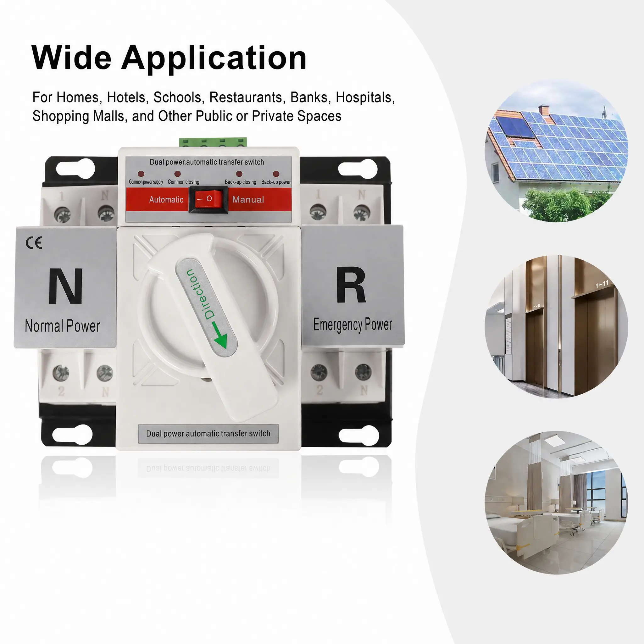 63A Dual Power Automatic Transfer Switch 2P, 110V ATS with ≤2s Fast Transfer and Auto Manual Mode, Reliable Backup Power Solution for Home and Small Business