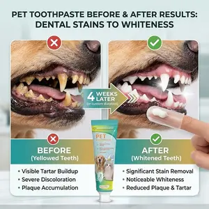 60 G Pet Toothpaste for Dogs & Cats, Safe Non-Irritating Formula, Fights Tartar, Freshens Breath, Ideal for Daily Oral Care