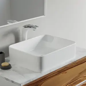Dowell 19" Bathroom Rectangle Ceramic Vessel Sink - 5-1/8" Deep - 000 1915 Series
