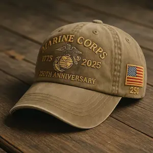 Embroidered US Marine Corps 250th Anniversary Baseball Cap for Men Women Vintage Military Style Adjustable Daily Wear Adjustable Size hat