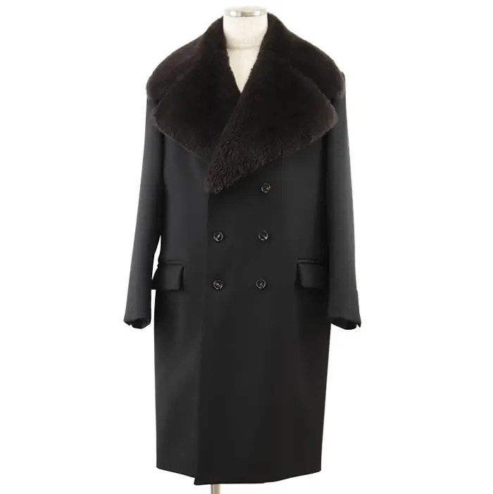 Pre-owned BOTTEGA VENETA Wool Small Leather Goods Blend Coat