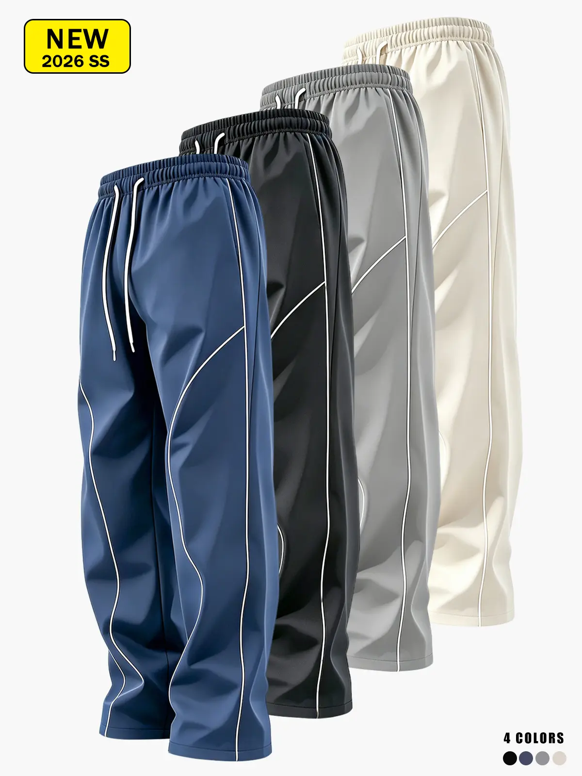 Men’s striped casual athletic long pants for spring and autumn, loose and comfortable, wrinkle-free and quick-drying