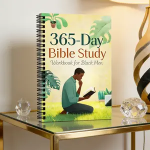 Premium Spiral Bible Study Workbook for Black Men – 365 Days of Structured Devotionals, Scripture Reading & Prayer Journaling, Durable Binding & Relaxing Nature Artwork, Perfect for Personal Worship, Church Groups & Long-Term Spiritual Growth