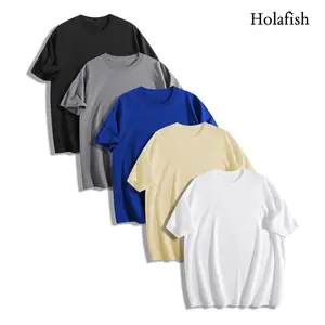Holafish Mens Plain Crew Neck T-Shirts Cotton Fabric Short Sleeve Shirt Crewneck Basic Tshirt,Classic Unisex Soft Breathable Tops Women Menswear