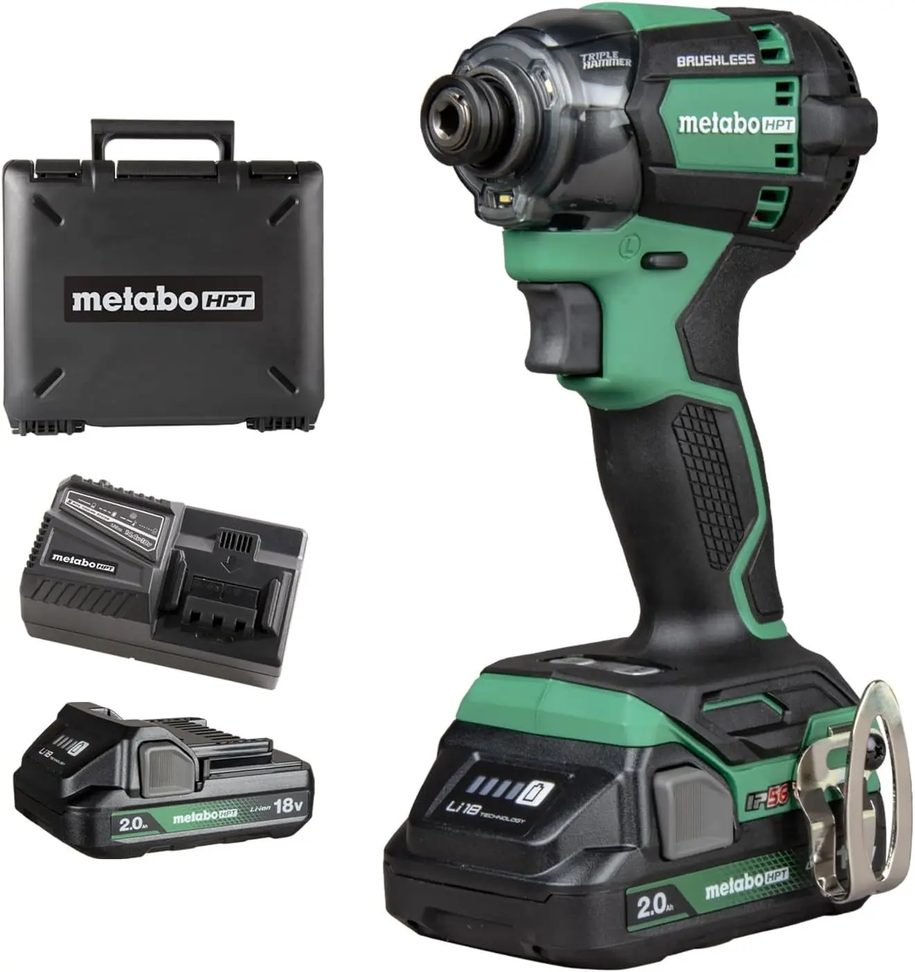 Metabo HPT 18V Wireless Triple Hammer BOLT Impact Driver Kit Set, Lightweight Drills for Driving Bolts, WH18DC