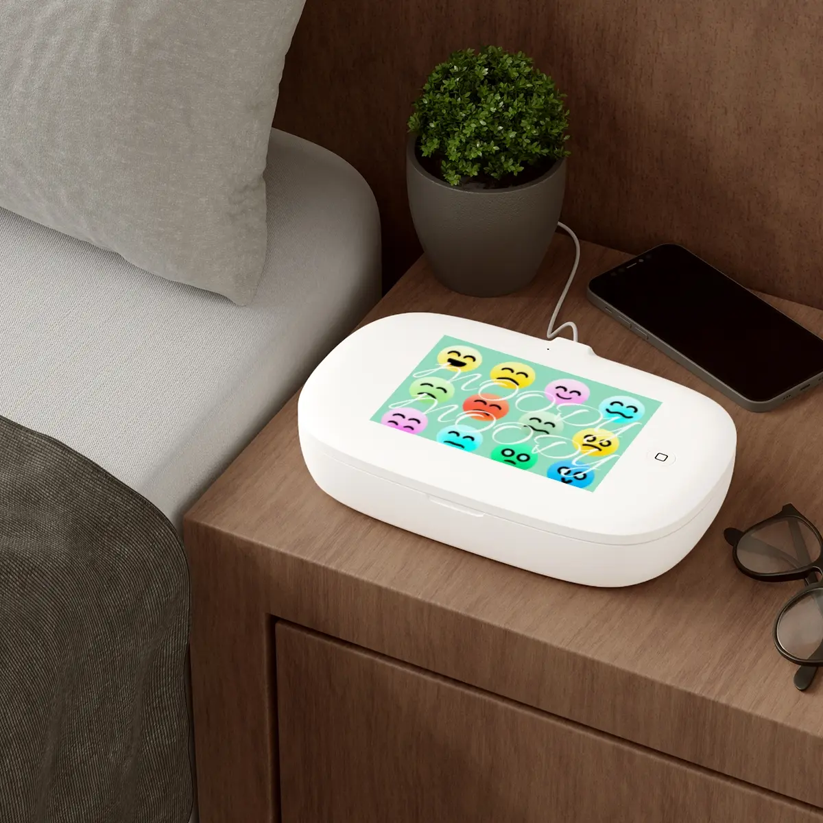 Moody Themed UV Phone Sanitizer and Wireless Charging Pad Plastic Portable Smartphone Cellphone Electronic Mobile