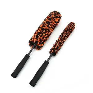 Microfiber Bendable Wheel Detailing Brush, Soft No-Scratch for Car Rims - Orange