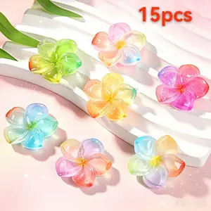15 pieces of colorful spray-painted diy decorations with spring flowers and antique resin plumeria, which are used for DIY crafts, party gifts, classroom rewards, Halloween, Easter, Thanksgiving, Christmas, birthdays, beaches and other themed activities.