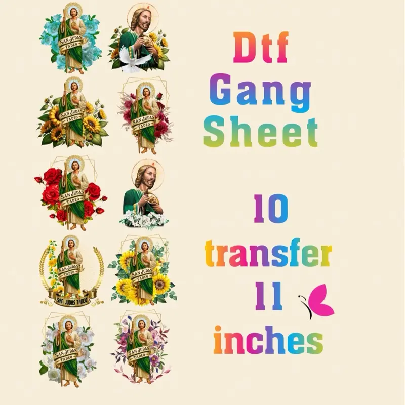 San Judas Tadeo DTF Gangsheet Printmaking Accessory - Handmade Crafts Decor Material, Unisex Holiday Theme DIY Supply for Adult Shirts