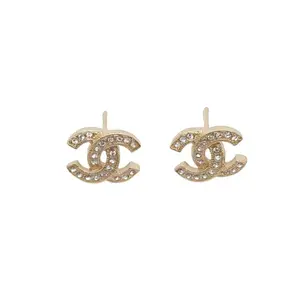 Pre-owned CHANEL 22V Double C Diamond Stud Earring Alloy