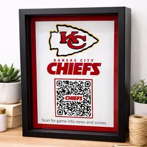 Kansas City Chiefs Interactive Shadow Box with QR Code | Chiefs Fan Gift | Game Scores, Highlights & Schedule