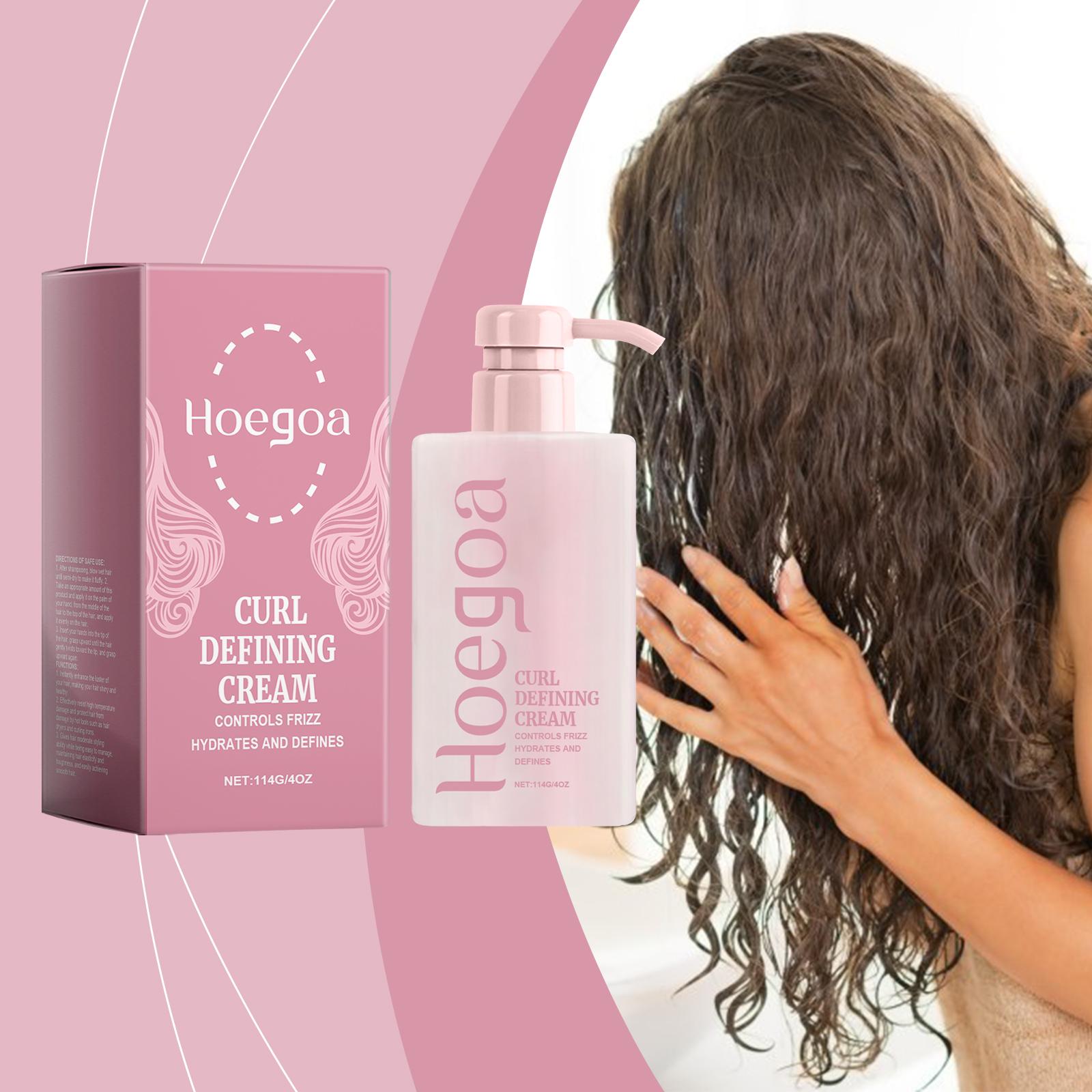 Hoegoa Curl Defining Cream - 114g/4oz, Moisturizing Natural Shine, Controls Frizz, Hydrates and Defines, Haircare Gel