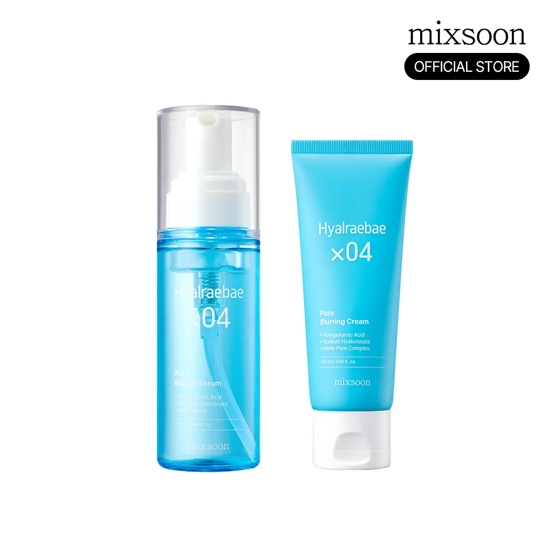 [mixsoon] Hyal 4X Pore Blurring Duo | hyaluronic acid, pore blur, pore minimizing, smoothing, bubble serum, soothing cream