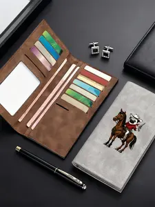 Cowboy Pug Riding Pattern Long Wallet, Artificial Leather, Wallet Cards Storage, Multiple Card Slots, Large Capacity, and Business Handbag