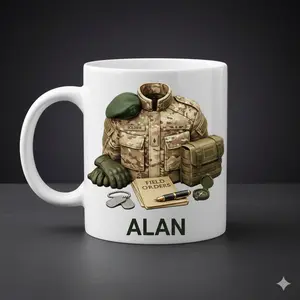 Personalized U.S. Army Soldier Coffee Mug 11oz or 15oz | UV Printed Military Mug with Custom Name | Tactical Uniform Design