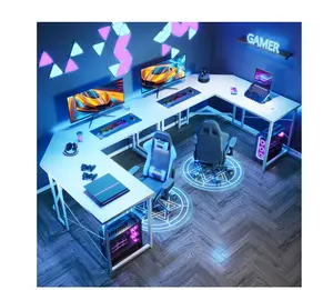 Computer Desk L Shaped, 51 Inch Reversible L Shaped Desk, Gaming Desk, Home Office Desk, Carbon Fiber White
