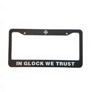 In Steel We Trust Black Stainless Steel License Plate Frame | Gothic Cross 2A Car Gift