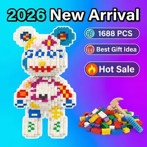 2026 New Creative Christmas Bear Building Block Toy, 1467 Pieces, 27.7cm, Great Gift for Friends, DIY Home Decor, Enhances Skills