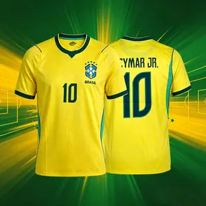 2026 Brazil Home Yellow 10# Neymar 11# Raphinha 10# Vini Short Sleeve Soccer Jersey Fans Version
