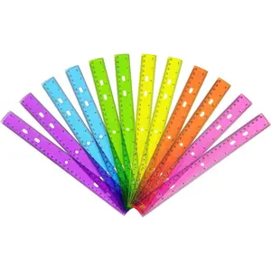 12 Pack Color Transparent Ruler Plastic Rulers 12 Inch, Metric Bulk Rulers with Inches and Centimeters,  Ruler for School, Home, Office