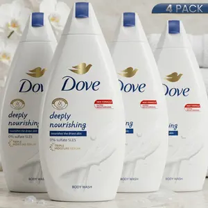 Dove Body Wash Deeply Nourishing (4 Pack) 15.2oz / 450ml - Moisturizing and Refreshing