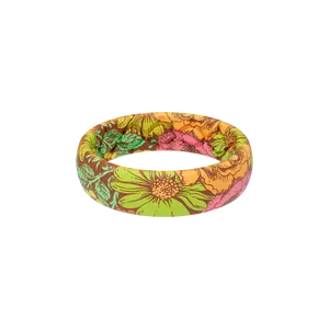 Groove Ring – Lightweight Thin Band for Women, Everyday Wear, Vintage Inspired – Retro Floral