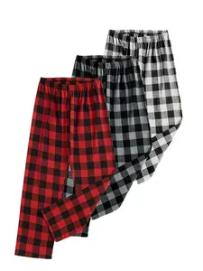 Men's Plaid Sleep Pants, Pajamas, All-Season Wear, Loose Straight Fit, Breathable Elastic Waist, Casual Home Long Pants