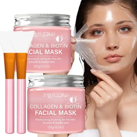 120g collagen biotin tear off facial mask, jelly fresh texture, easy to absorb, contains nicotinamide, deep moisturizing and elastic skin, gentle skin, suitable for men and women, Hydrating Mask, Deep moisture mask, Hydrating Face Mask