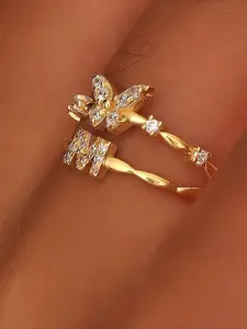 1pcs Women'  Butterfly Initial Ring - A-Z Letter Stacking Jewelry Suitable for Parties, Vacations & Casual Attire - Birthday/Christmas Gift with Your Choice of Letter (Year-Round Wear)