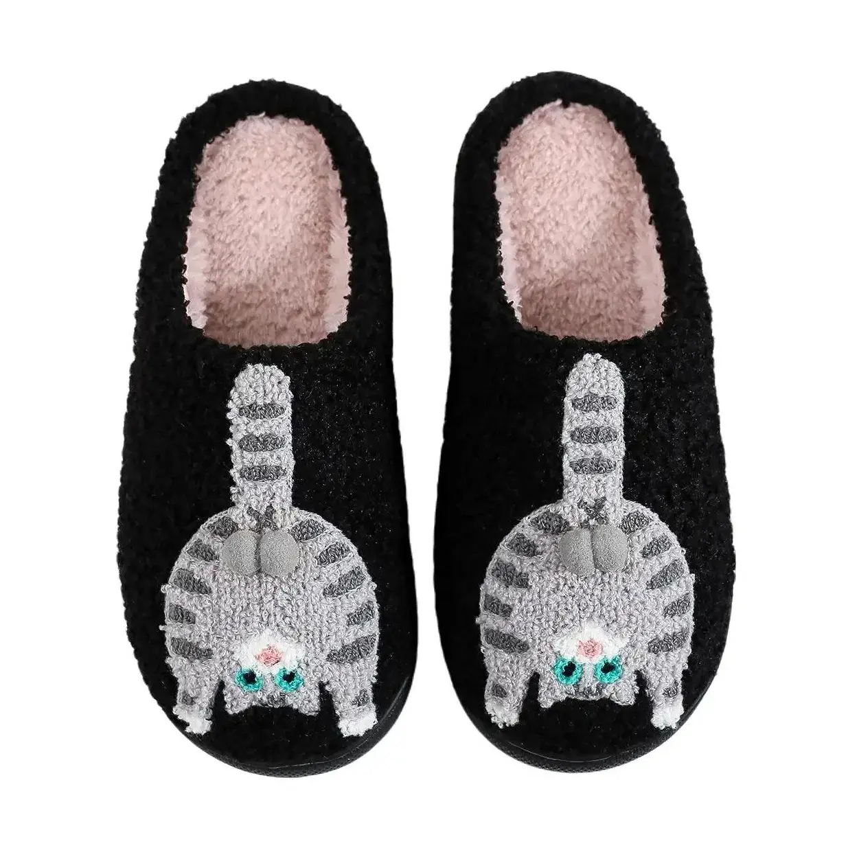 Plush Cat Slippers for Women and Men, Fashionable Fluffy House Slides, Soft Cotton Indoor Shoes for Cozy Winter Warmth, Shoe, Fluffy House Slippers, Fashionable Soft Slippers