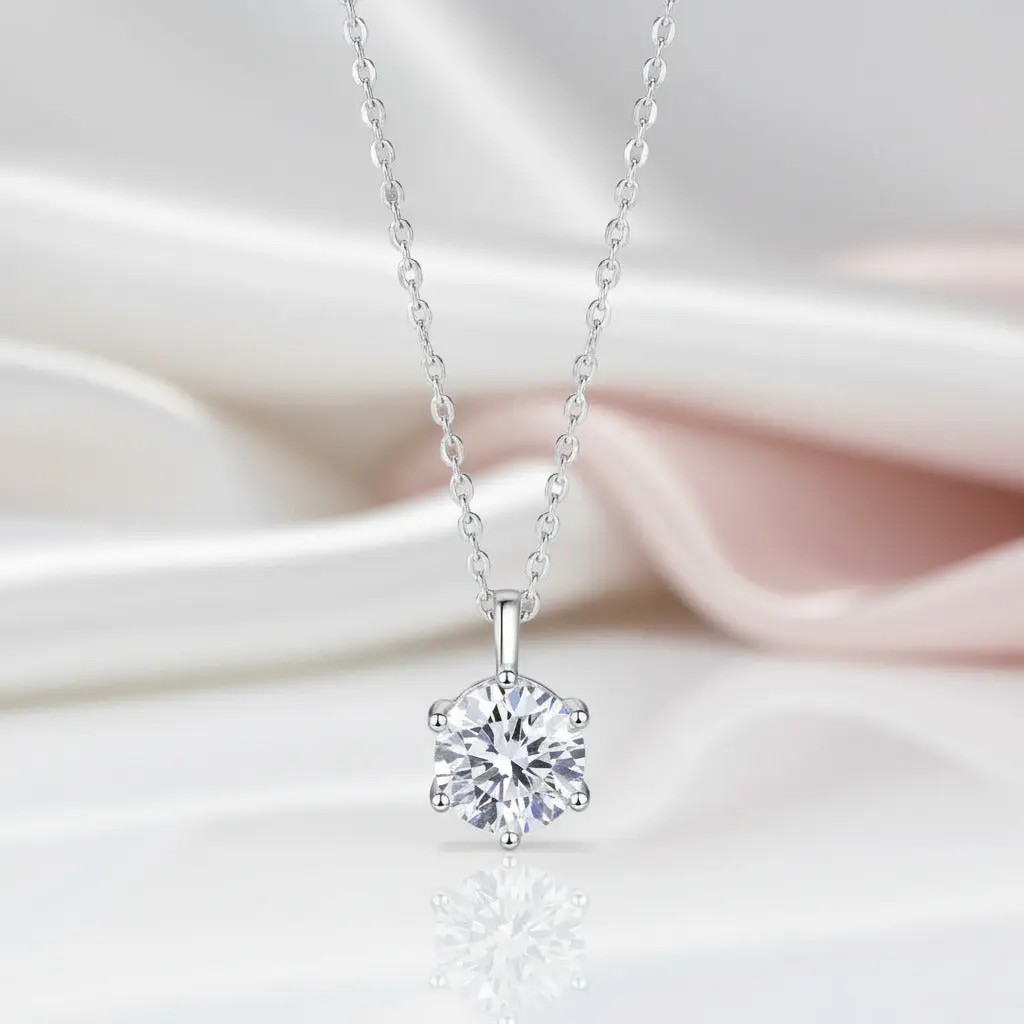 Simple Six-Claw 2.0 Ct Diamond Option Necklace