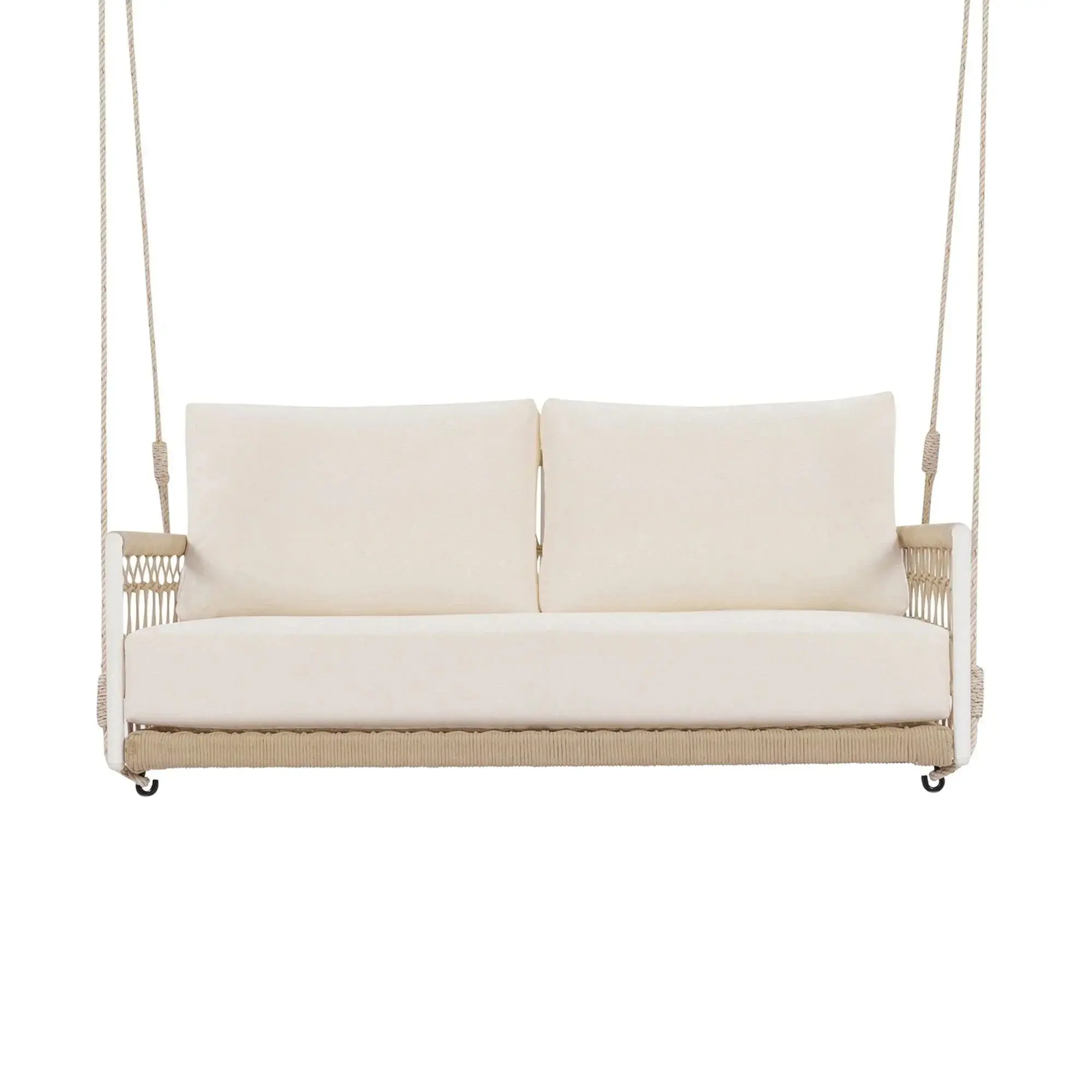 1-Piece Woven Rope Outdoor Swing Sofa with Soft Cushions Seating 2 for Patio, Courtyard and Balcony