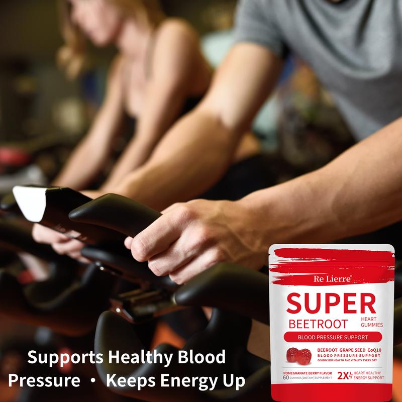 Re Lierrre Super Beetroot Gummies - 2 Pack Pomegranate Berry Flavor - 120 Count - Daily Vitality & Natural Energy - Vegan & Delicious - Blood Pressure Support - Heart Healthy Energy Support