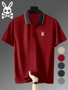 Men's Quick-Dry Summer Polo Shirt with Geometric Pattern, Breathable Fabric, Durable Stretch, Short Sleeve Sporty Style