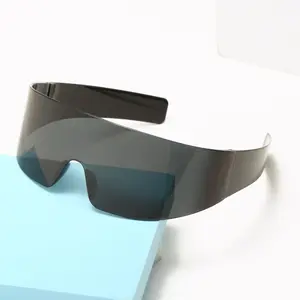 2PCS Futuristic Punk Sports Sunglasses High Definition Windproof Dustproof Face Flattering Fashion Shades