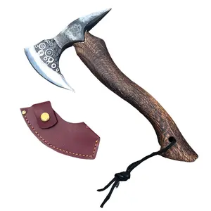 Deshil 15" Survival Axe Camping Hatchet – Forged High Carbon Steel Blade with Walnut Wood Handle – Anti-Slip Grip – Ideal for Bushcraft, Wood Splitting & Outdoor Adventures Sliver