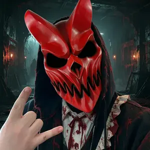 Bulex Painted Spooky Halloween Adult Latex Mask - High-Detail Dark Aesthetic Carved Mask, Breathable Fit, Adjustable Strap, Cosplay Death Core Costume Accessory, Halloween Adult Masks