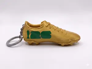 Personalized Golden Soccer Shoe Keychain - Custom Number 3D Printed Football Cleat Keyring, The Ultimate Fan Gift for Soccer Lovers & Players, High-Detail Miniature Sports Accessory for Keys & Bags, Unique Team Spirit Souvenir