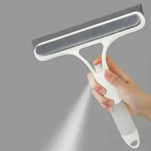 3 in 1 Window Cleaning Scraper, Squeegee and Scrubber with Spray, Multifunctional Household Cleaning Tool, Car Windshield Cleaner,Lightweight Silicone Microfiber Wipe