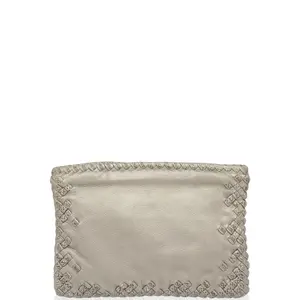 Pre-owned Bottega Veneta Leather clutches & wristlets Clutch Calfskin Calfskin Intrecciato Grey (gl011626a7)