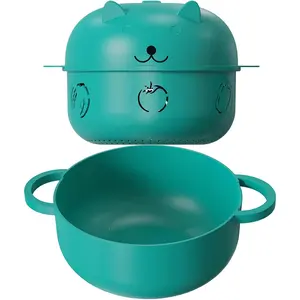 68 OZ Microwave Ramen Bowl, Noodle Cooker, Steamer for Cooking Food and Vegetables with Removable Strainer, Green