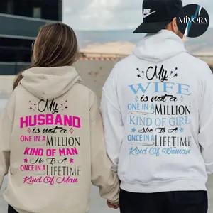 My Wife Husband Is Not One In A Million Girl Man Couple Matching Hoodies Graphic Hoodie Casual  Fleece Fabric Pullover Hooded Sweatshirt for Women for Men, Perfect Gift Classic Menswear
