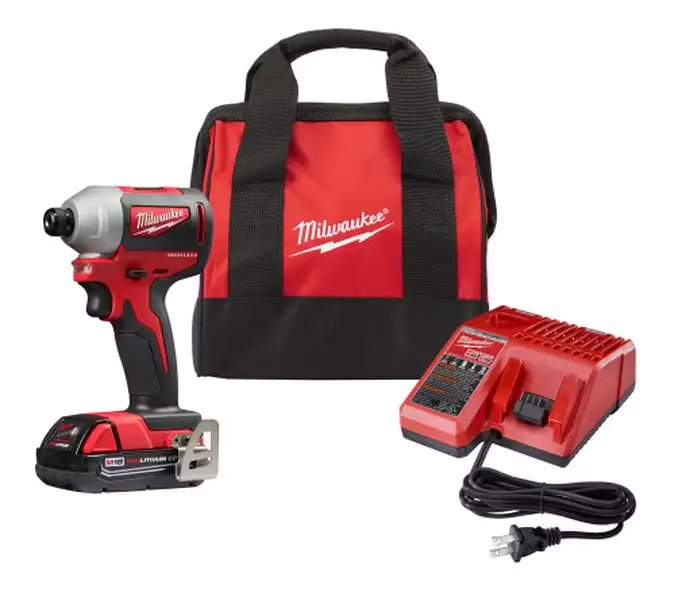 Milwaukee 2850-21P M18 1/4" Impact Driver Kit - Includes 2.0 Battery, Charger, Carry Bag, and Tool Organizer