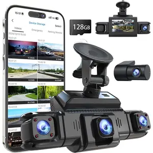 360 View 4  Dash Cam Front and Rear Left Right Inside Camera for , GPS and 5G Band WiFi, Night Vision, 160 Wide Angle, WDR, 24H Parking Mode, Supercapacitor, Included 128GB Card